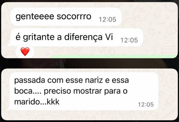 Print de conversa no WhatsApp: paciente diz que é gritante a diferença